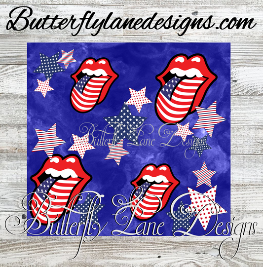 Patriotic Lip 4th of July Edition-Dark-Blue :: White Cast Tumbler wrap