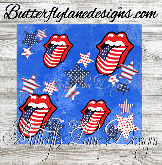 Patriotic Lip 4th of July Edition-Light-Blue :: White Cast Tumbler wrap