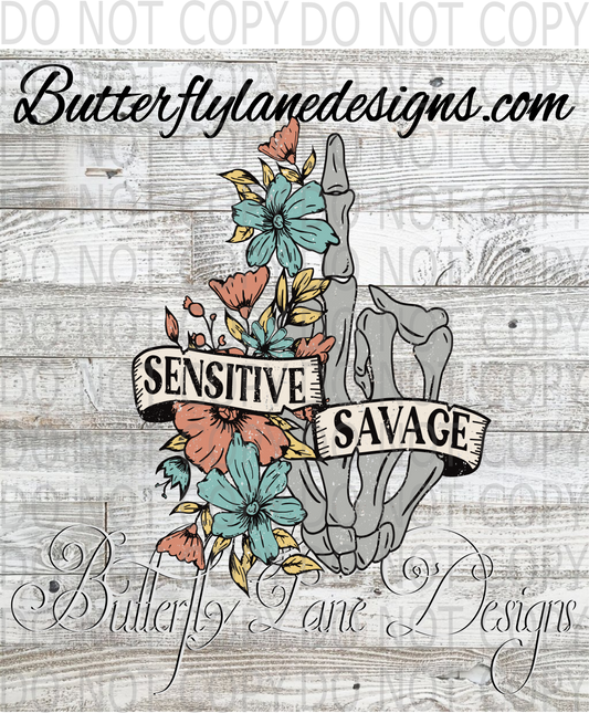 Sensitive-savage-Distressed-finger- :: Clear Decal :: VC Decal