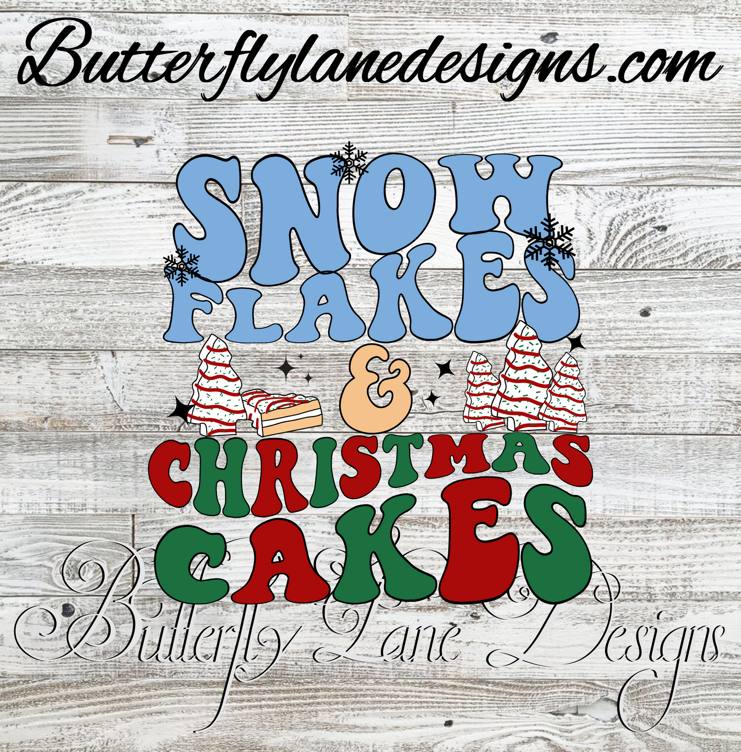 Snow flakes and Christmas tree cakes :: Clear Decal :: VC Decal