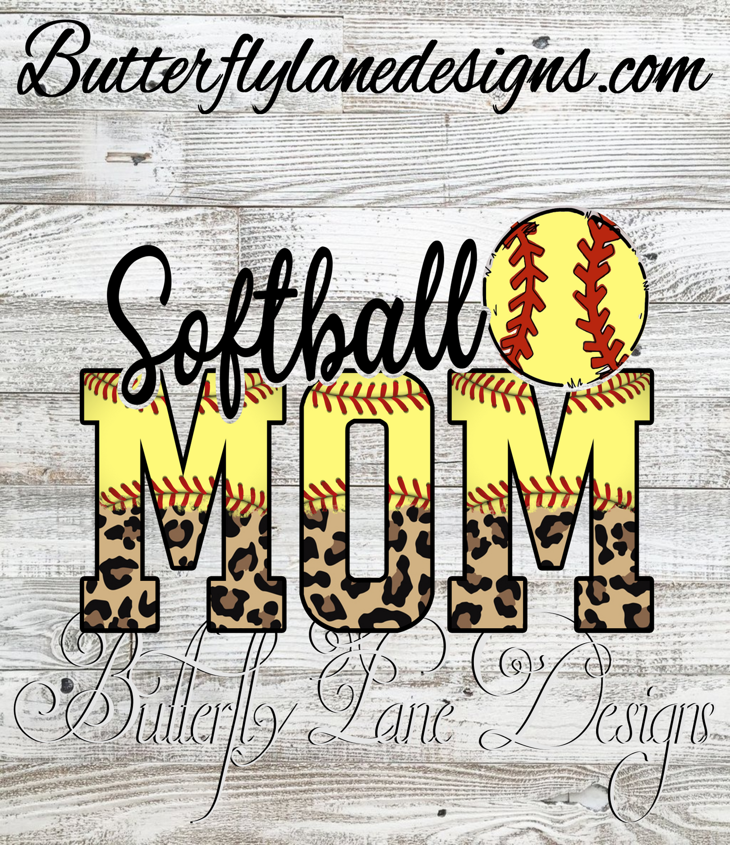 Softball mom-Leopard print- :: Clear Decal or VCD