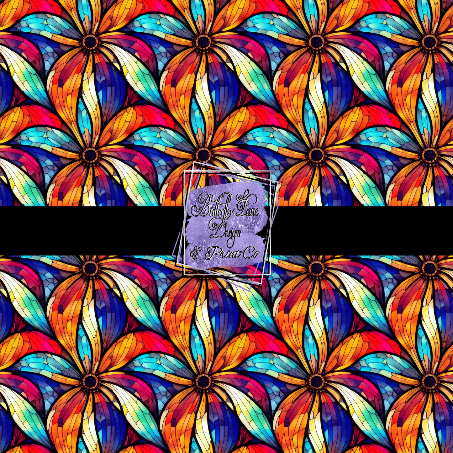 Stained Glass-Katie-Floral   PV 529- Patterned Vinyl