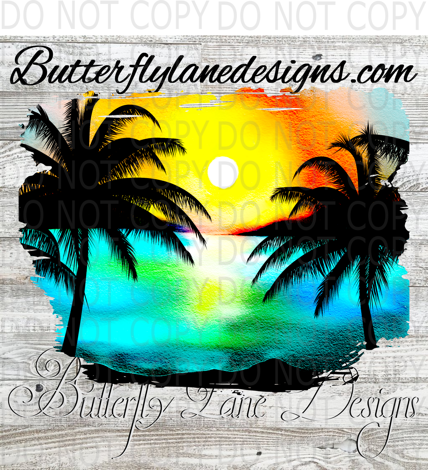 Ocean Sunset with Palm trees-01-BLD :: Clear Decal :: VC Decal