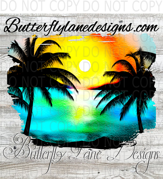 Ocean Sunset with Palm trees-01-BLD :: Clear Decal :: VC Decal