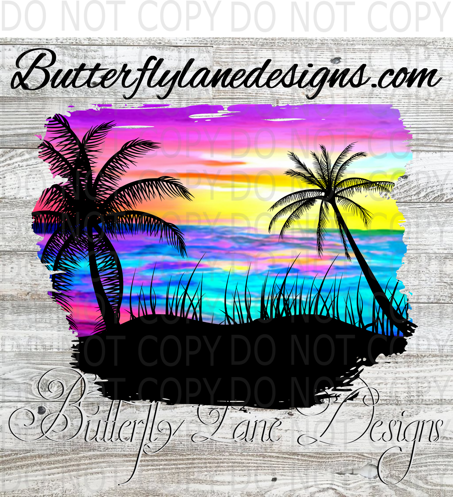 Ocean Sunset with Palm trees-02-BLD :: Clear Decal :: VC Decal