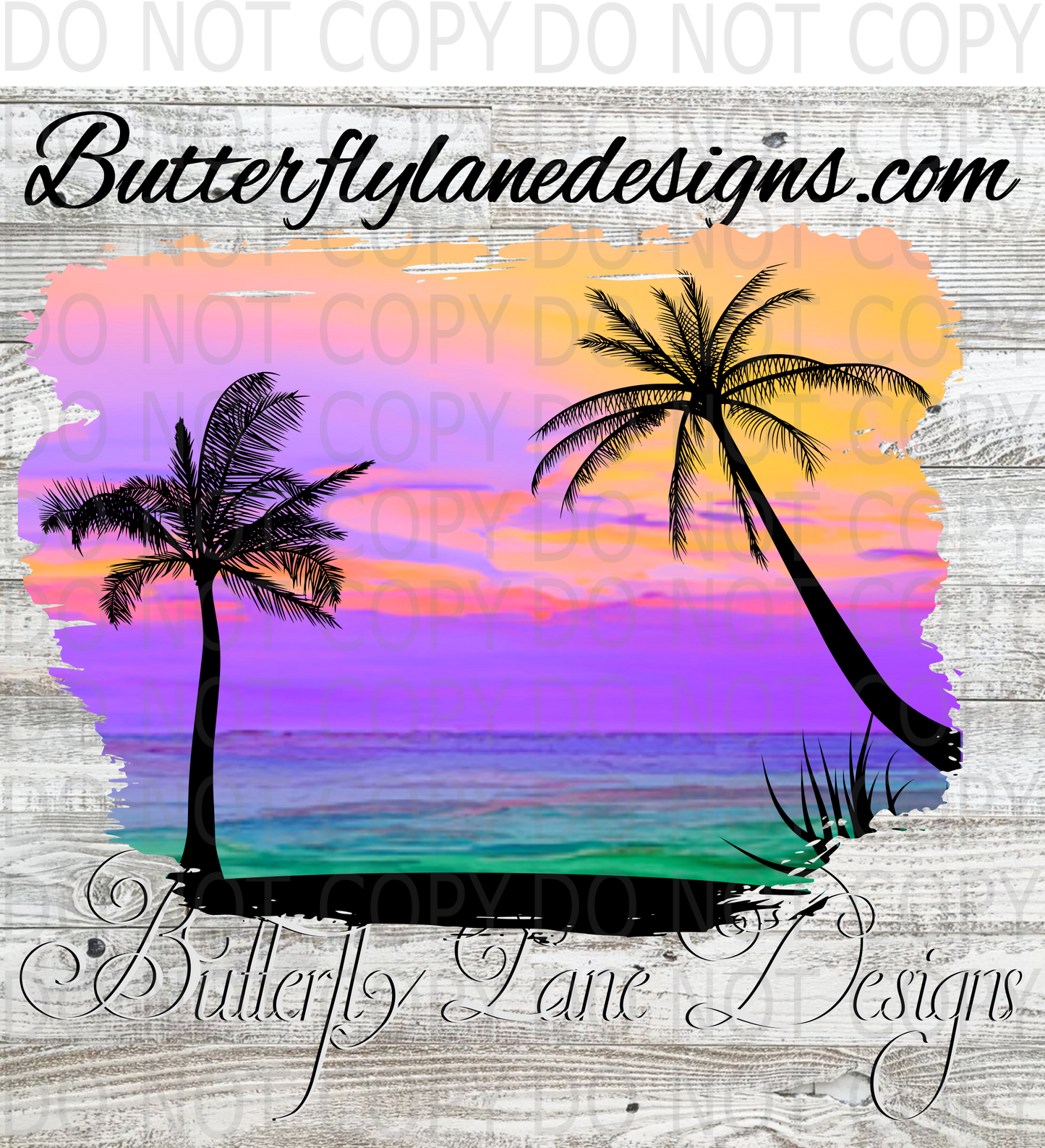 Ocean Sunset with Palm trees-03-BLD :: Clear Decal :: VC Decal