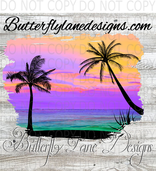 Ocean Sunset with Palm trees-03-BLD :: Clear Decal :: VC Decal