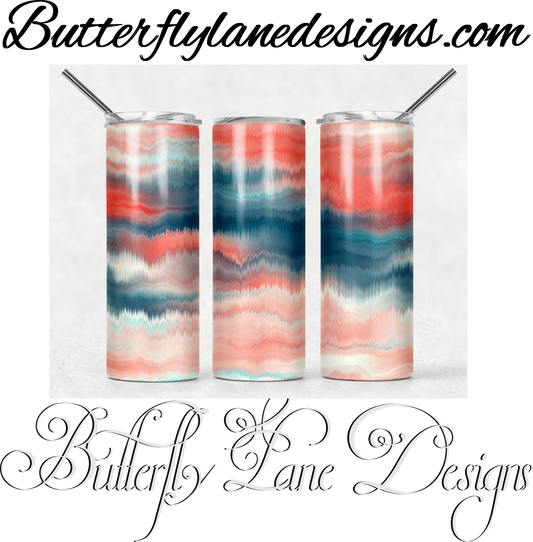 Multi color watercolor- Teals, Pinks, Peaches   003 :: White Cast Tumbler wrap