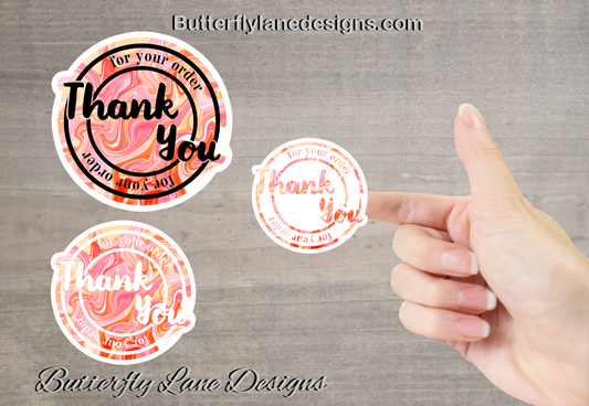 108 Small Business; Thank You Stickers- Pink-Coral