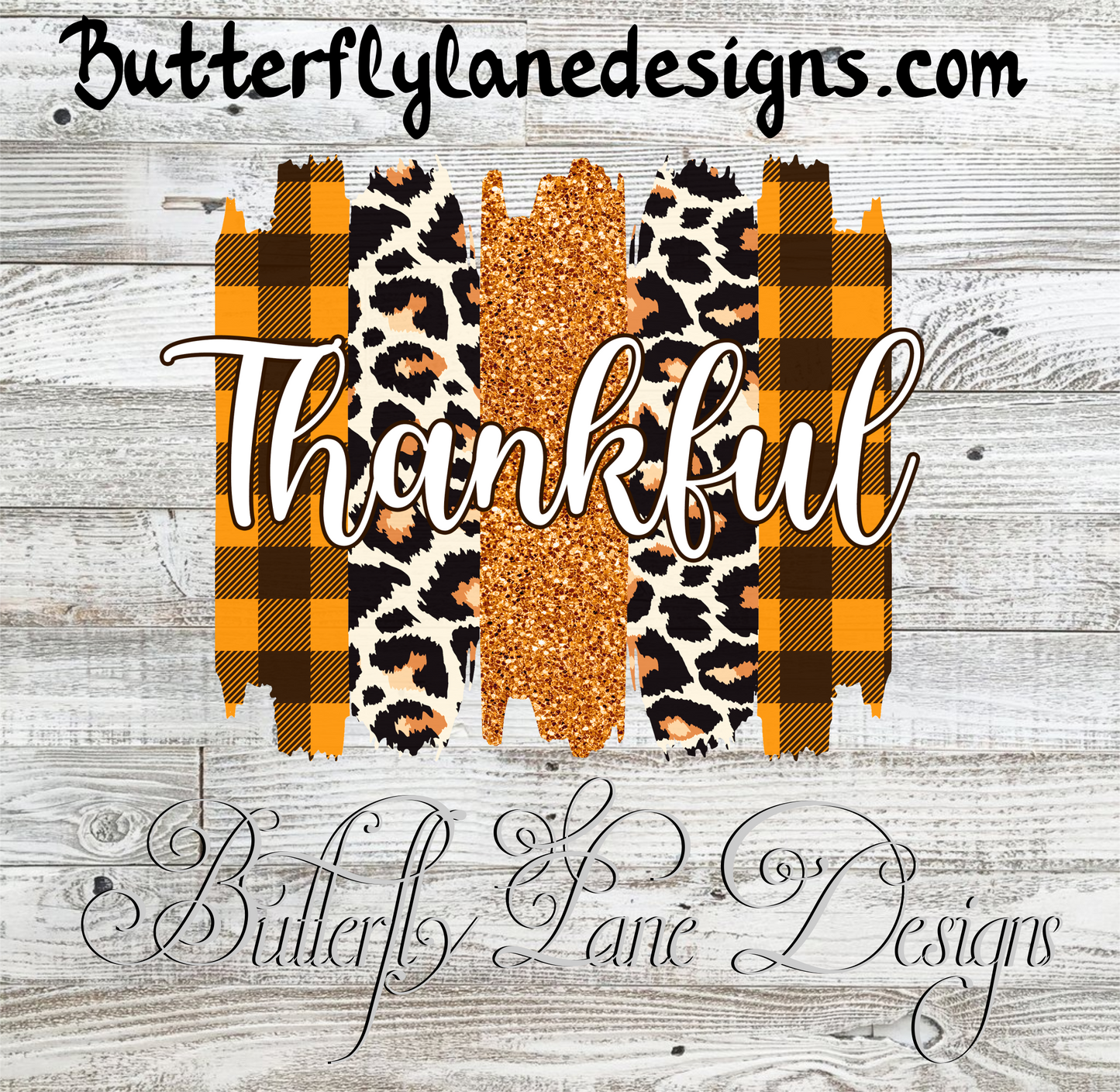 Fall Thankful- Orange Plaid & Leopard Print   Clear Cast Decal