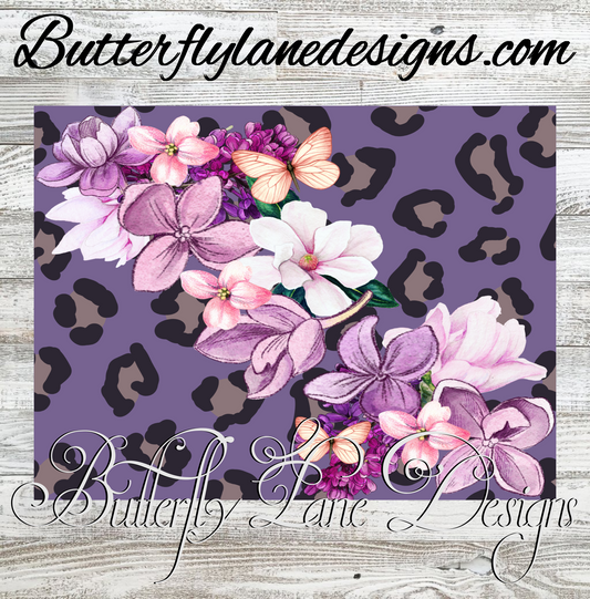 Tropical Wrap-purple leopard & Flowers :: Tumbler wrap