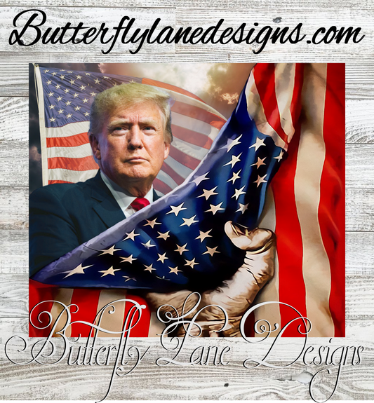 Trump with USA Flag- :: Clear Decal