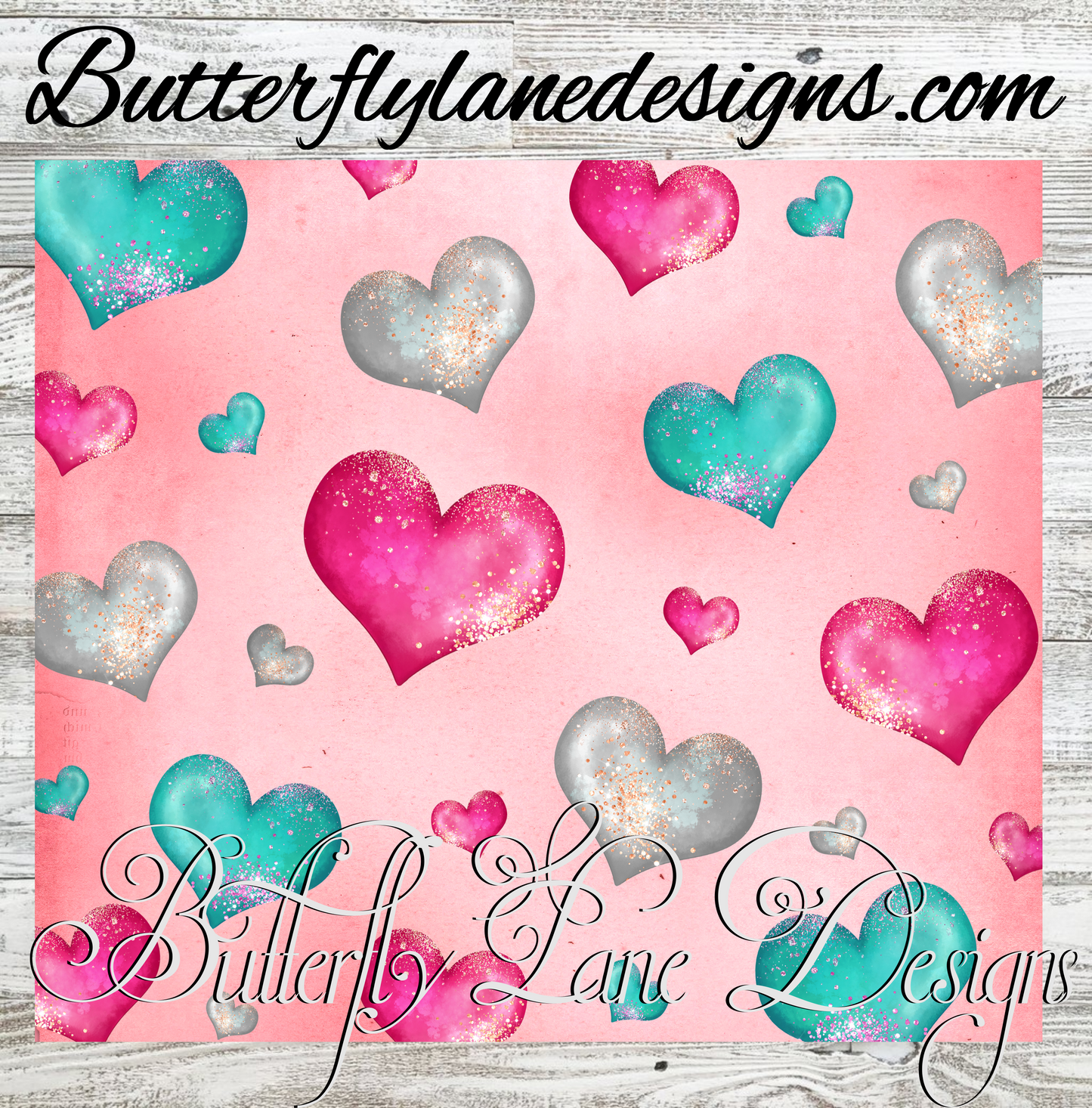 Valentines-Hearts-Glitter sprinkles  :: White Cast Tumbler wrap