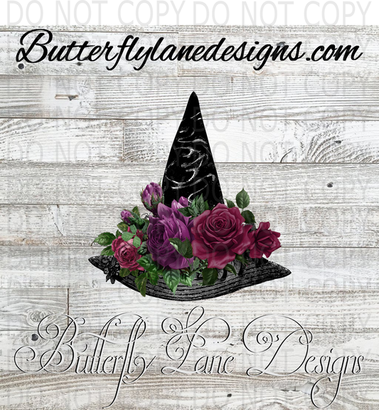 Witch Hat with roses  :: Clear Decal :: VC Decal