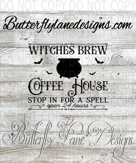 Witches brew-coffee house-Stop in for a spell-Clear Decal :: VC Decal