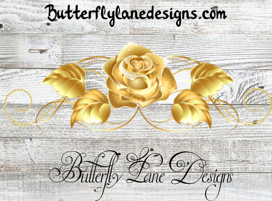 Yellow Gold Rose Flourish :: Clear Decal :: VC Decal