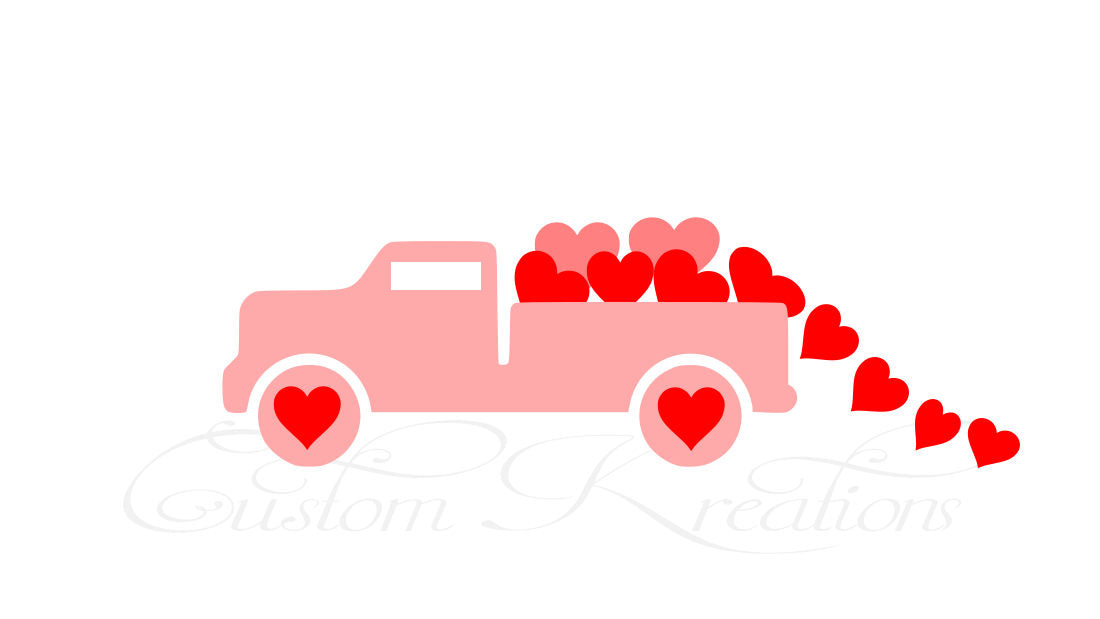 Valentines Pink Truck  SVG File