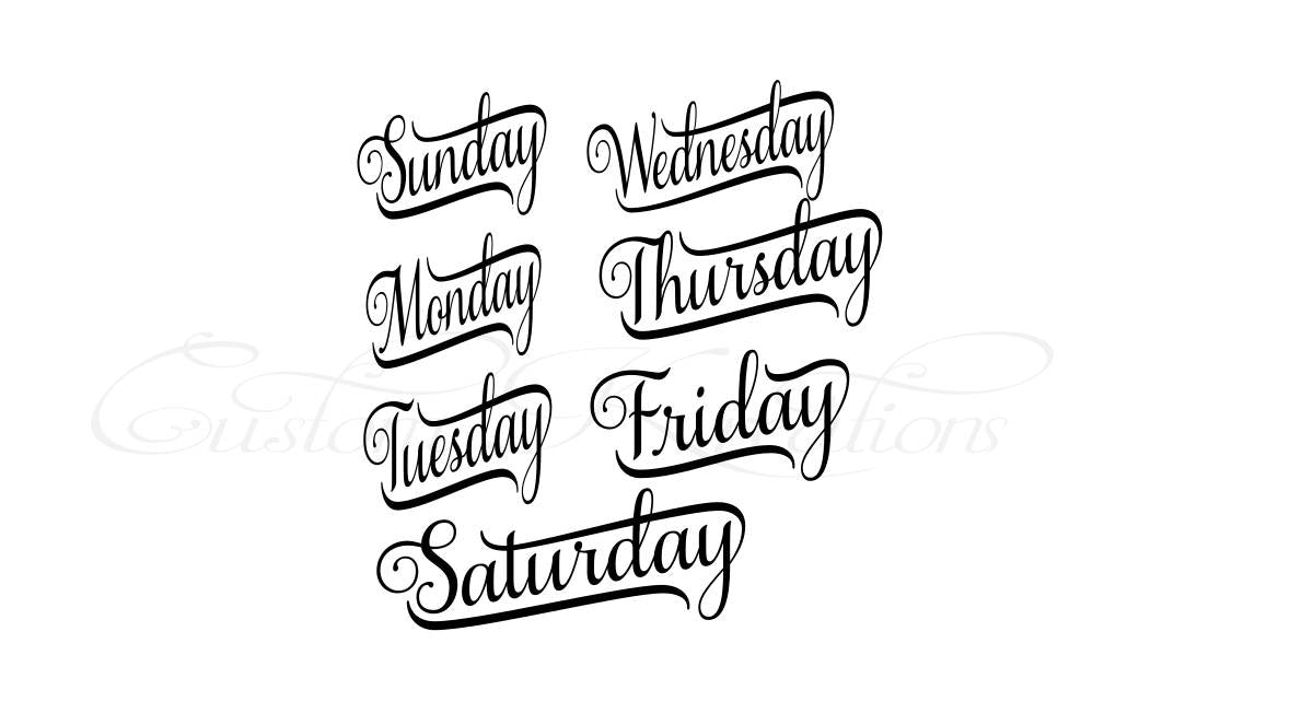 Days of the Week Bundle Samantha Font  SVG File