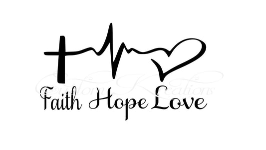 Faith_Hope_Love Cross Heart Beat   SVG File