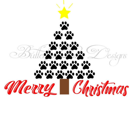 Dog Prints Christmas Tree_ Merry Christmas   SVG File Only