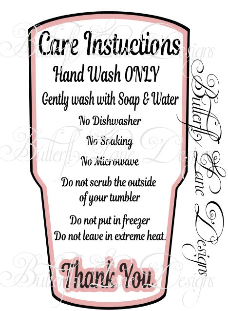 Tumbler Care Cards, Care Instructions PRINT AND CUT_PNG File