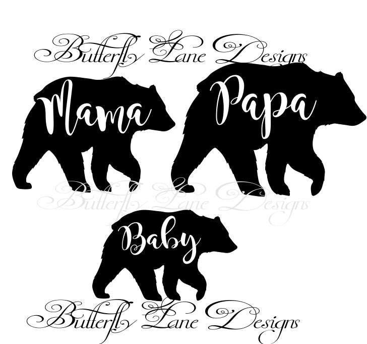 Bear Family, Mama, Papa, Baby, bear, SVG File