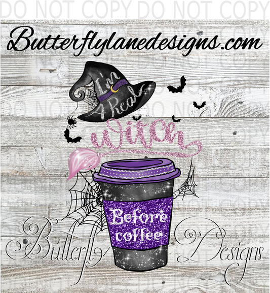 Real witch before coffee :: Clear Decal :: VC Decal